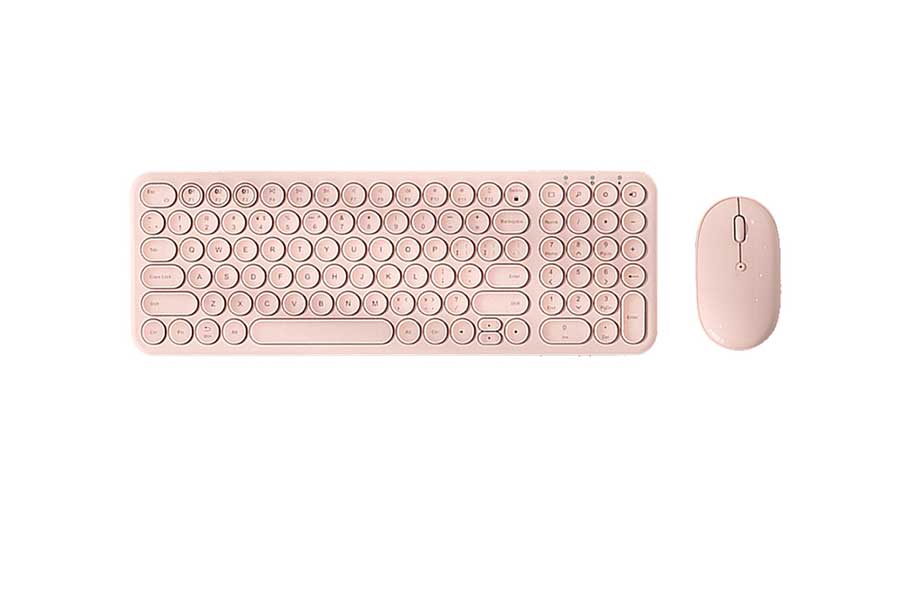 B.O.W Bluetooth Wireless Keyboard Mouse HB098S-2 Pink